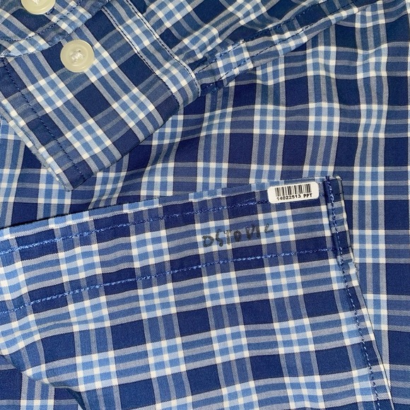 Eddie Bauer Men's L Button Down Shirt‎ Blue White Plaid Long Sleeve 100% Cotton - Picture 8 of 13